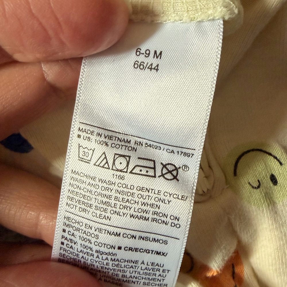 Old Navy Cream Smiley Face Footed One-Piece - Picture 4 of 5